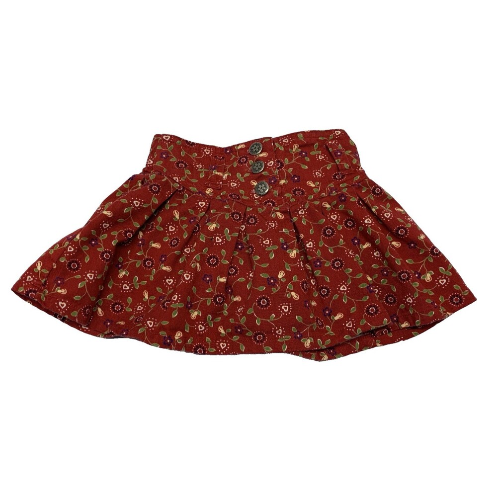 Mckids Denim Jean Skirt 100% Cotton Red Hearts Floral 12M
